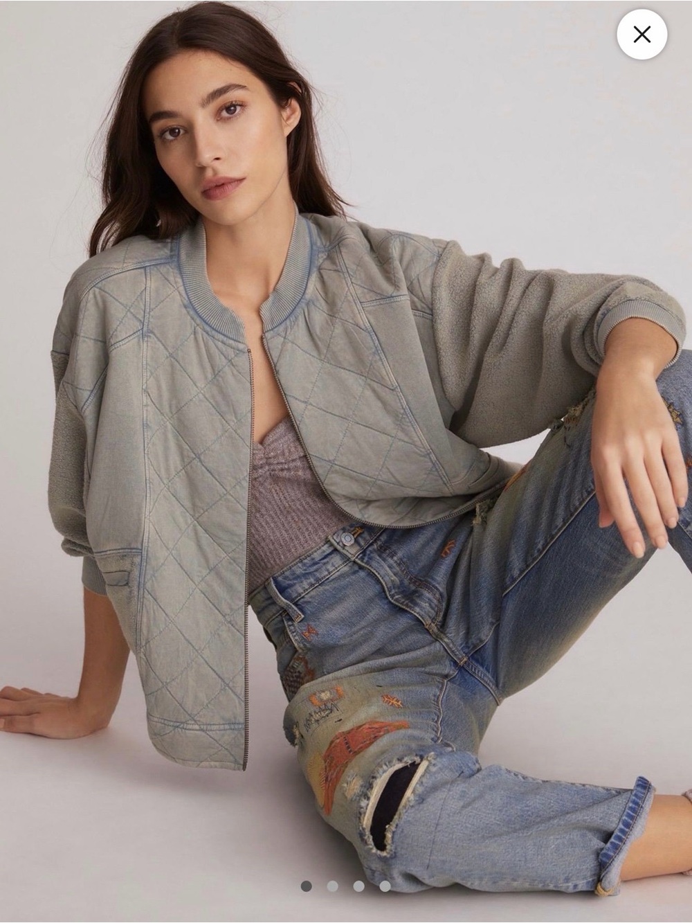 Anthropologie Pilcro Quilted Grey Bomber Jacket - Picture 6 of 11